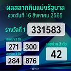 สลากกินแบ่งรัฐบาลวันที่ 16 สิงหาคม 2565